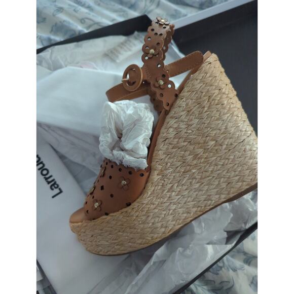 Larroude Jasmine Flower Espadrille Wedge Sandals NIB - Picture 3 of 4